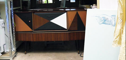 Custom Listing for Laurene handpainted mid century geometric sideboard in Fusion Mineral Paint