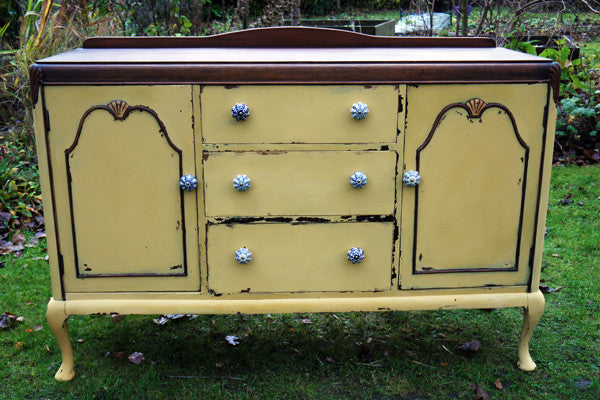 Custom Listing for Jessica Hand painted refurbished sideboard in Miss Mustard Seed yellow milk paint by Emily Rose Vintage