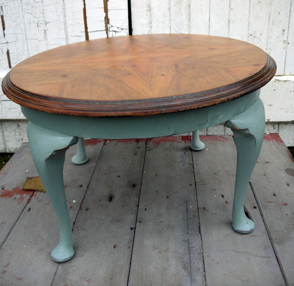 Refurbished vintage coffee table in Annie Sloan Duck Egg Blue