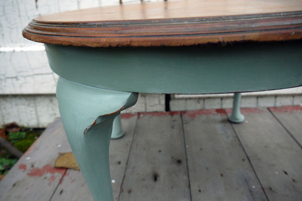 Refurbished vintage coffee table in Annie Sloan Duck Egg Blue