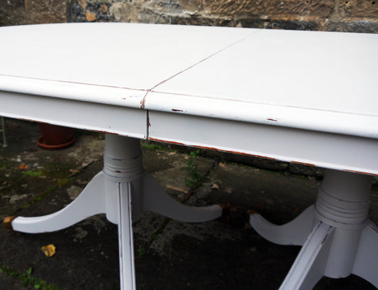 Refurbished vintage dining table  in Fusion Mineral Paint Little Stork 