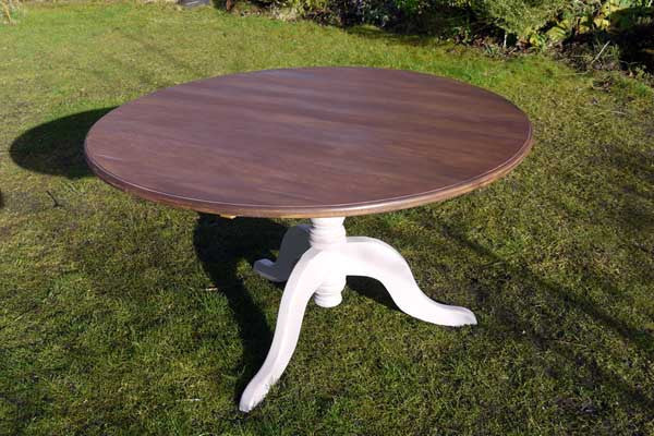 Custom Listing for Jane refurbished round dining table in Annie Sloan Paloma with dark stained top