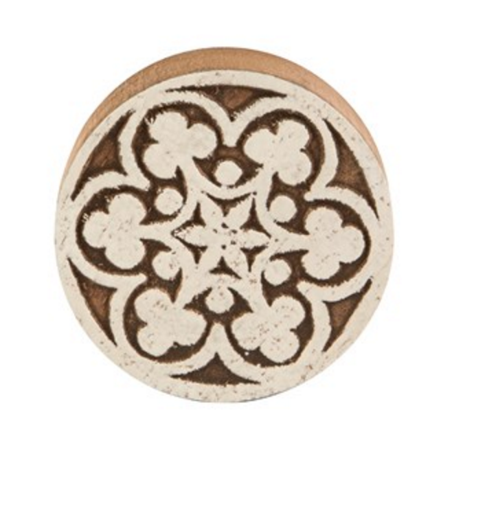 Large White Wood Mediterranean Mosaic drawer knob