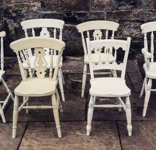 Custom Listing for Hannah 8 mismatch vintage dining chairs with an antique finish.