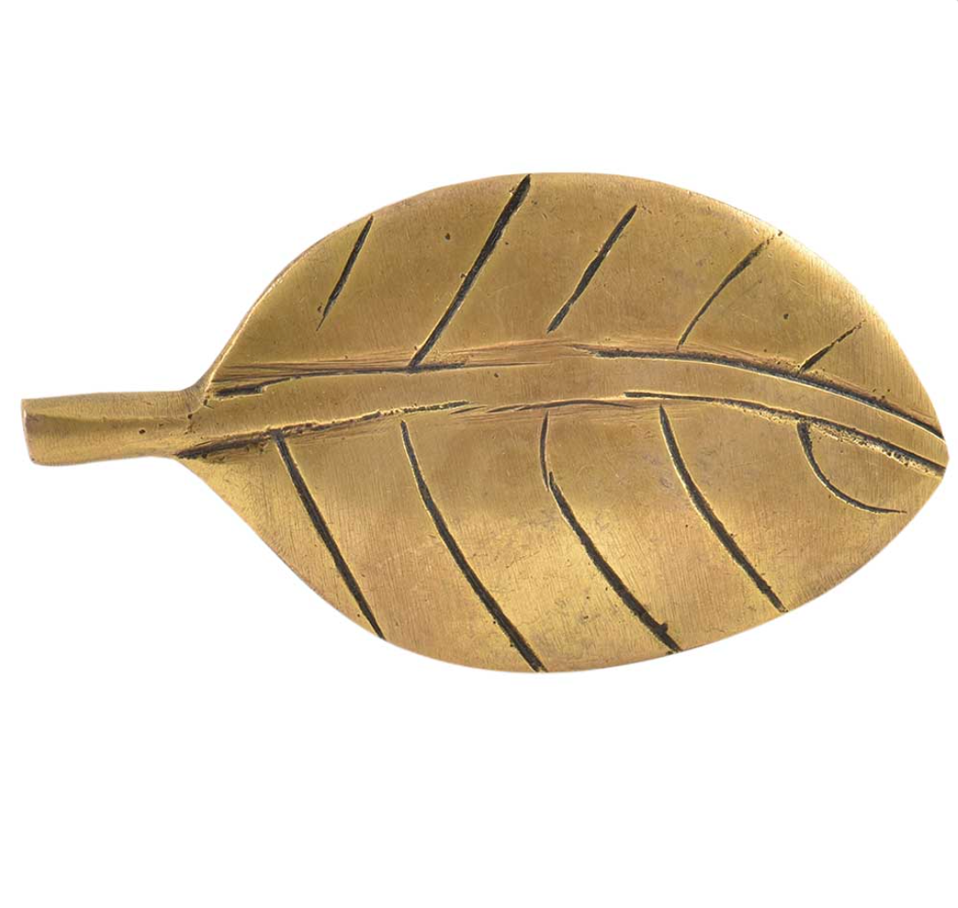 Golden Brass leaf shaped cabinet door knob