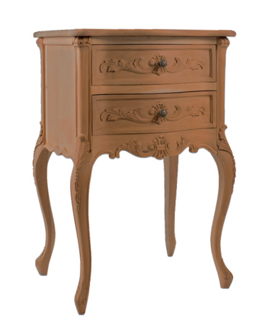 New Mahogany reproduction 2 drawer French bedside cabinet - available for painting to order