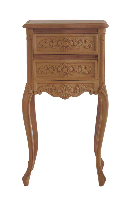 New Mahogany reproduction 2 drawer French bedside cabinet - available for painting to order