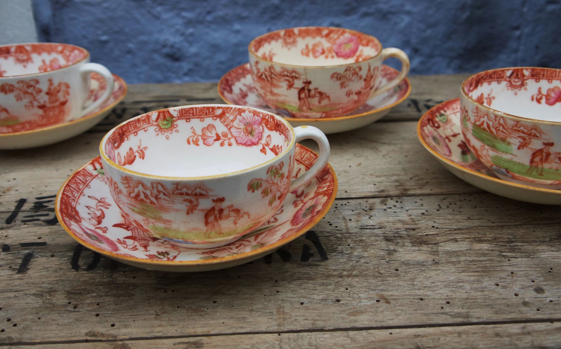 Stunning vintage staffordshire bone china tea set with chinese design 1920's