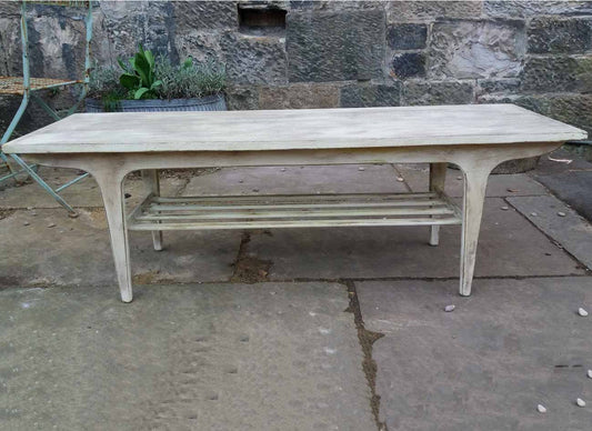 Textured painted mid century coffee table