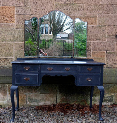 Vintage 1950's Black hand painted French Style Dressing Table by Emily Rose Vintage