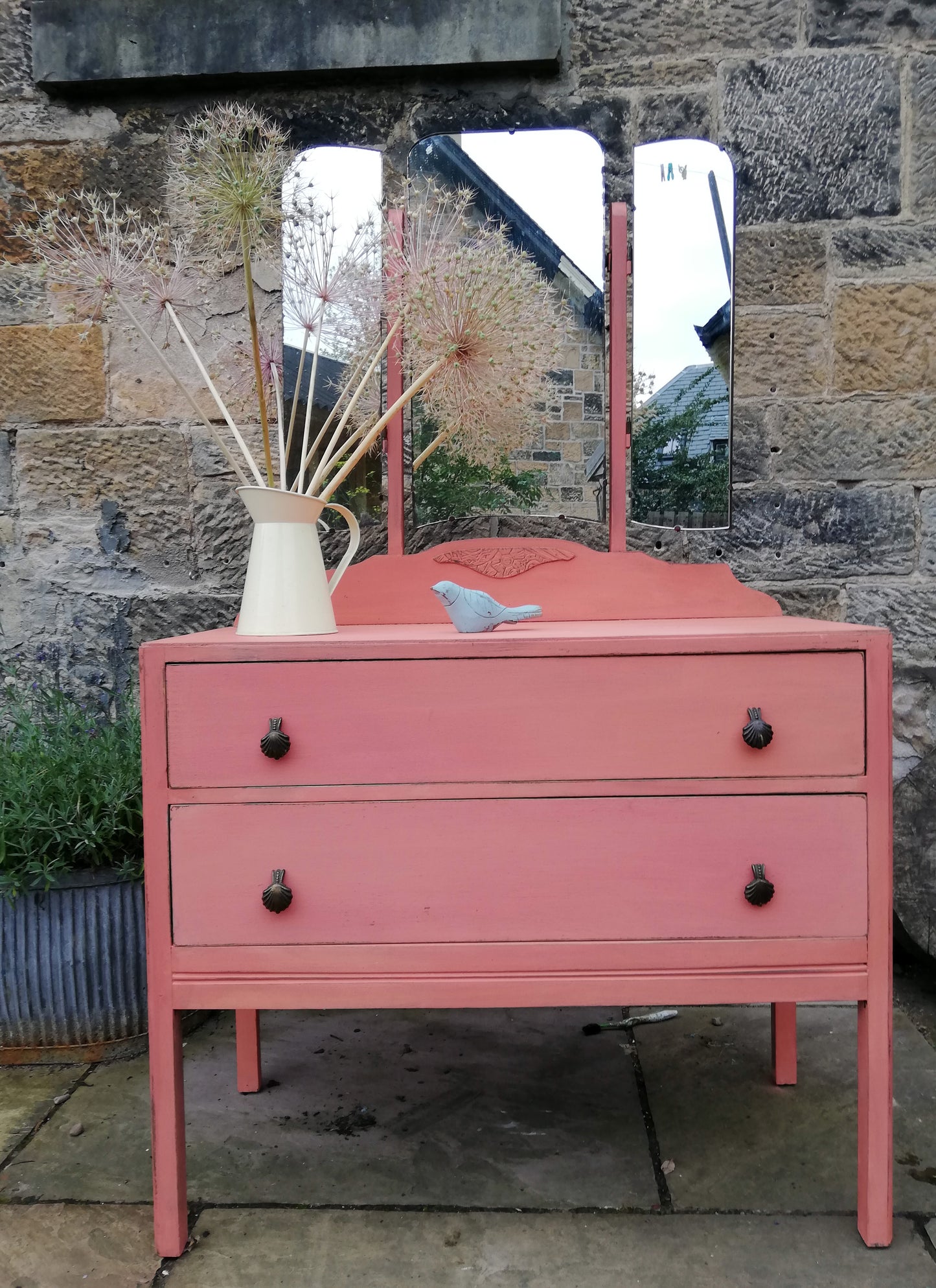 Custom Listing for Fatma Vintage Dressing Table painted in Miss Mustard Seed Milk Paint Apron Strings
