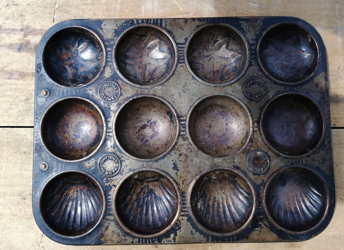 Rustic Vintage Kitchen bakeware madeleine tray with 3 designs