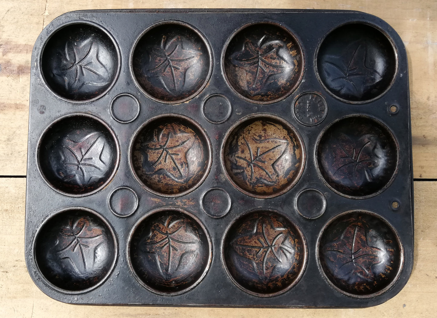 Rustic Vintage Kitchen bakeware madeleine tray with ivy leaf design