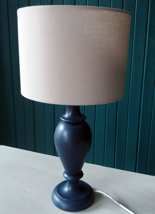 Vintage Marble lamp base in Midnight Blue with new shade