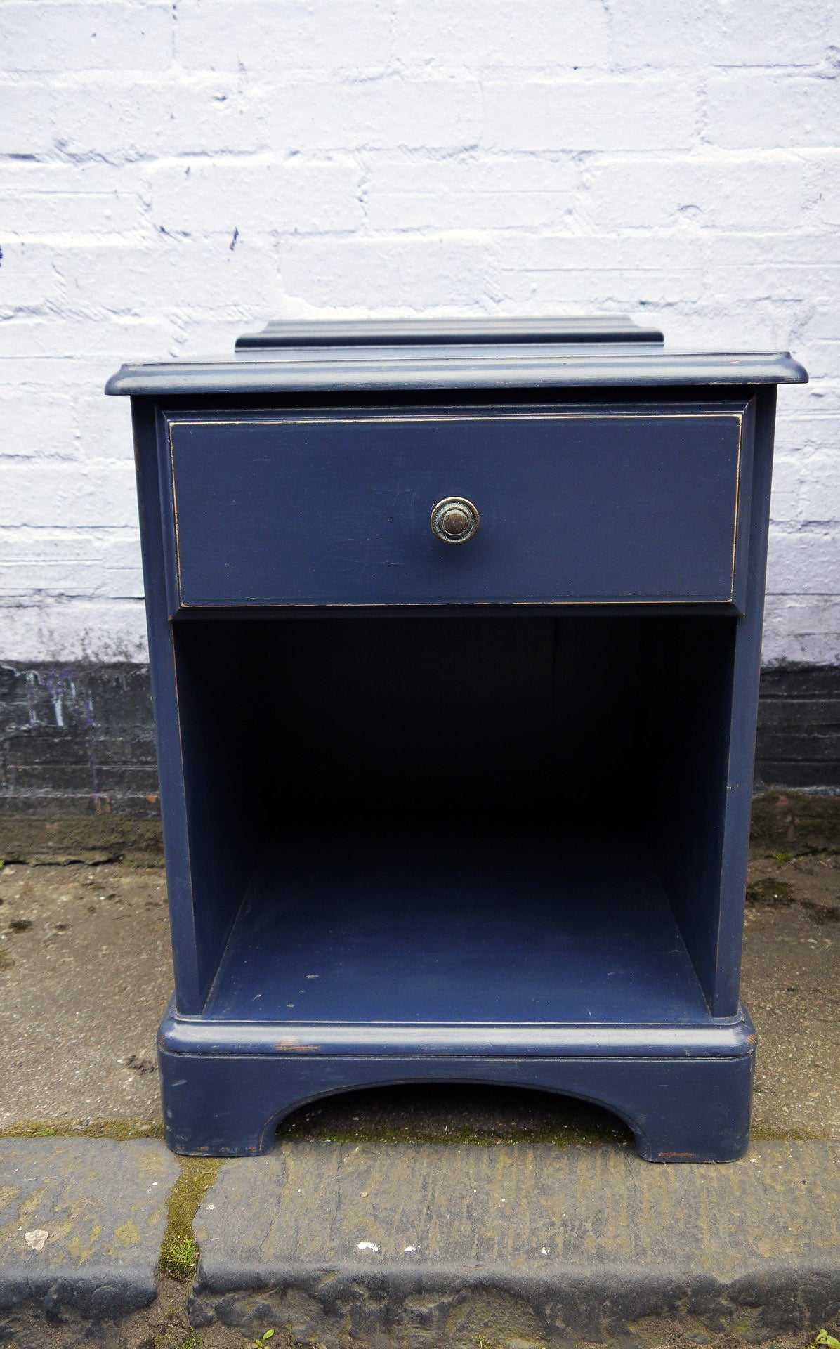 Vintage bedside cabinet hand painted in Fusion Mineral Paint Midnight Blue