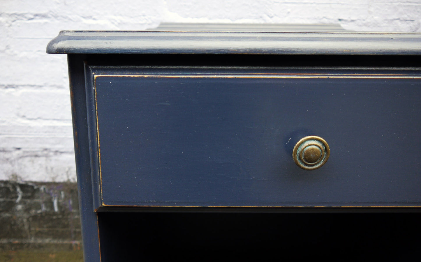 Vintage bedside cabinet hand painted in Fusion Mineral Paint Midnight Blue