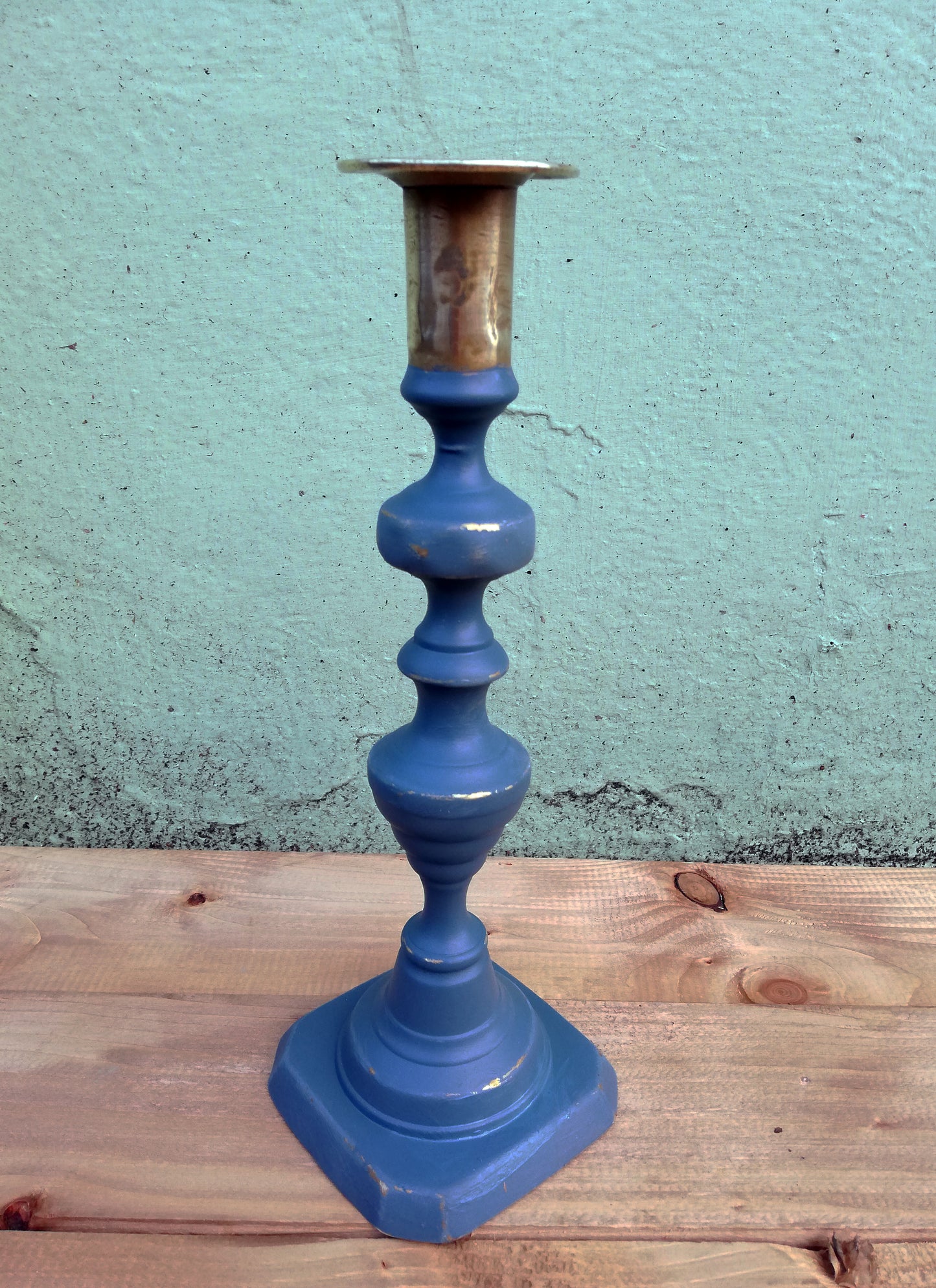 Vintage brass candlestick restored and painted in Fusion Mineral Paint
