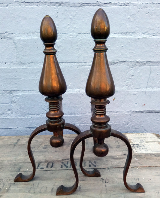 Vintage bronze set of firedogs