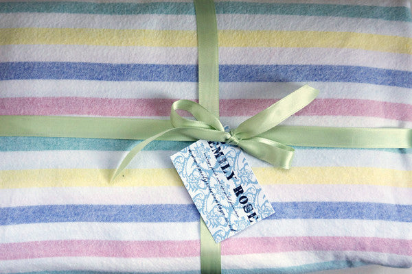 Vintage candy stripe double cotton flat sheet in pastel colours  from Emily Rose Vintage