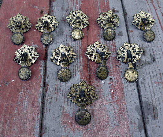 Vintage droplet cabinet drawer pulls handles - set of 10