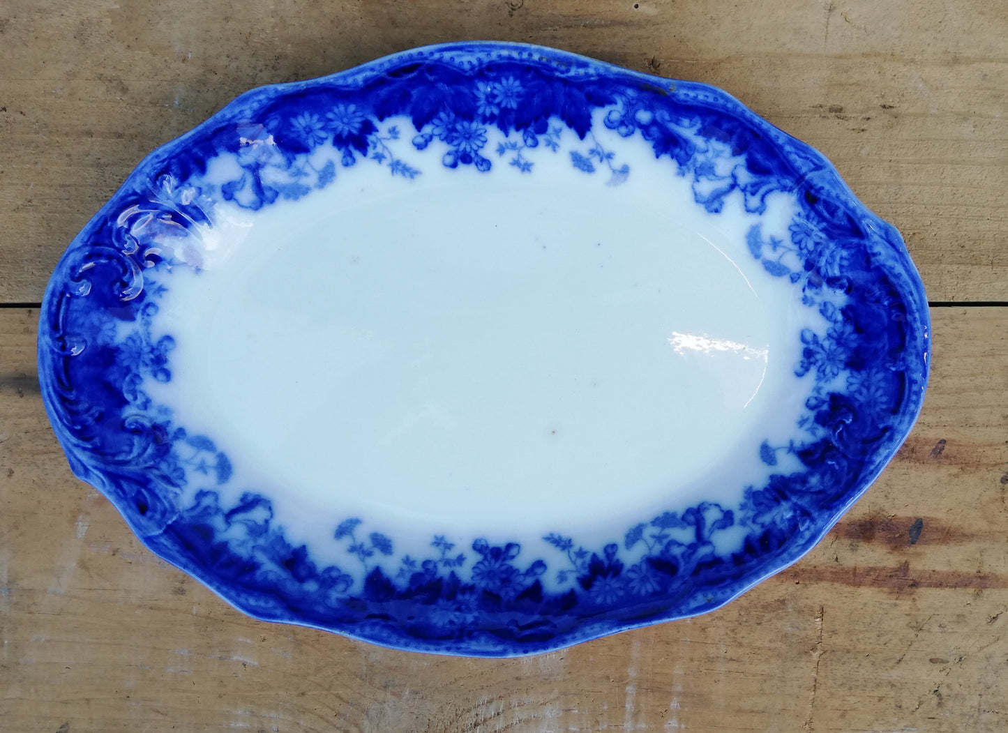 Vintage flow blue serving dish /  plate / platter