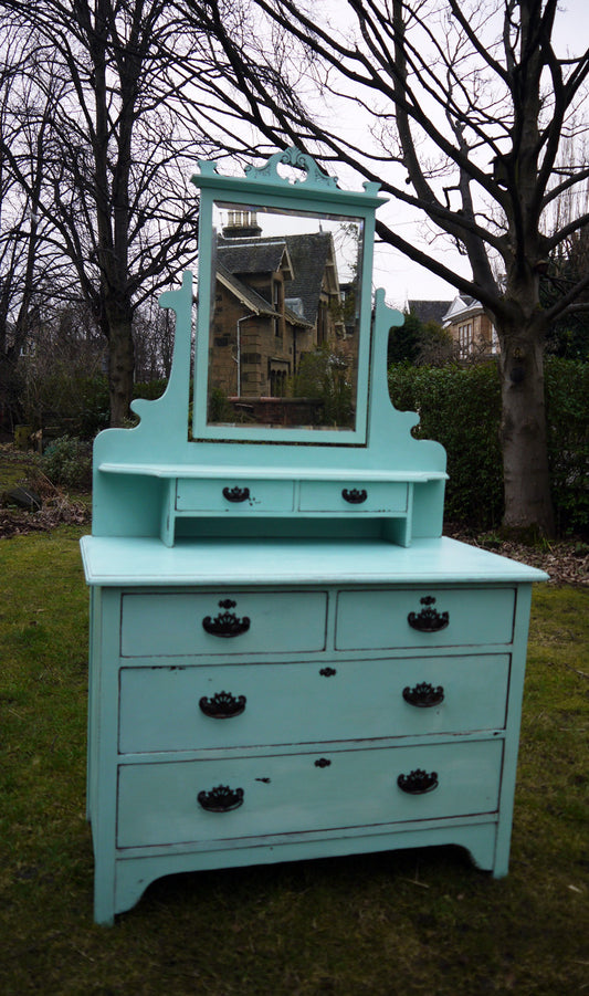 Vintage hand painted dressing table in Miss Mustard Seed Eulalie's Sky