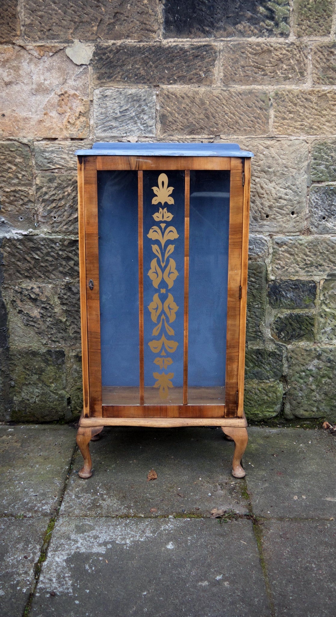 Vintage painted glass fronted display cabinet