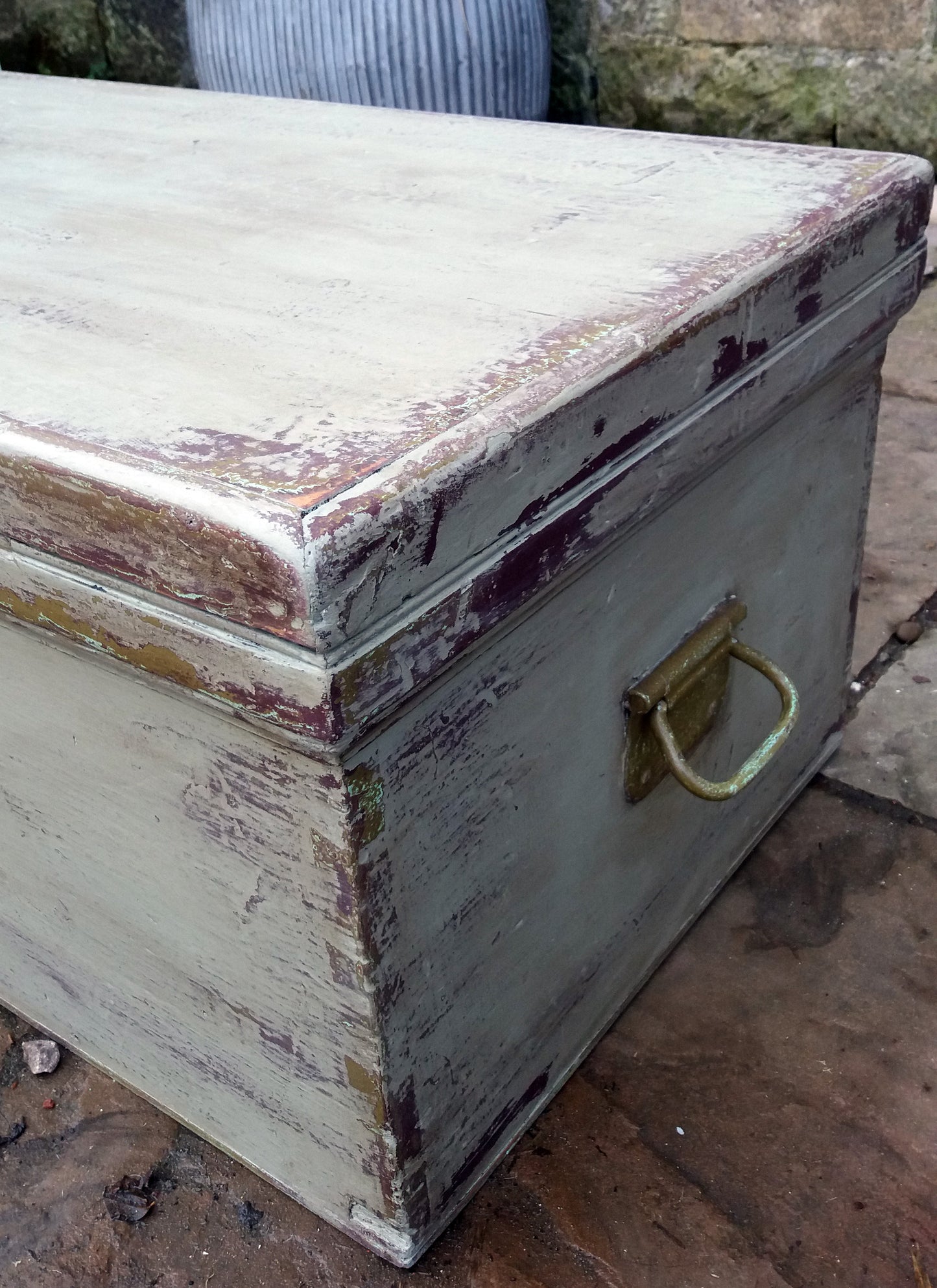Vintage painted wooden chest trunk coffe table