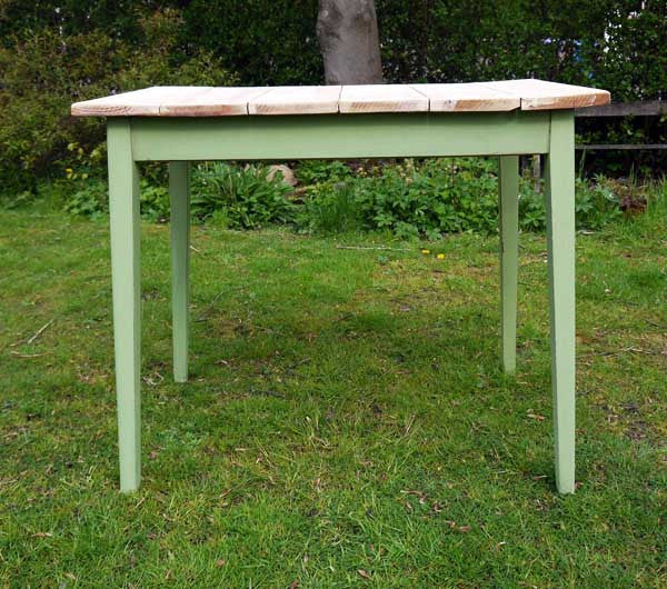 Vintage planktop table in Miss Mustard Seed Milk paint Luckett's Green by Emily Rose Vintage