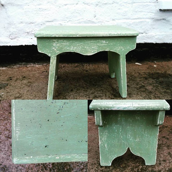 Vintage step stool / milking stool painted in Miss Mustard Seed Milk Paint Luckett's Green