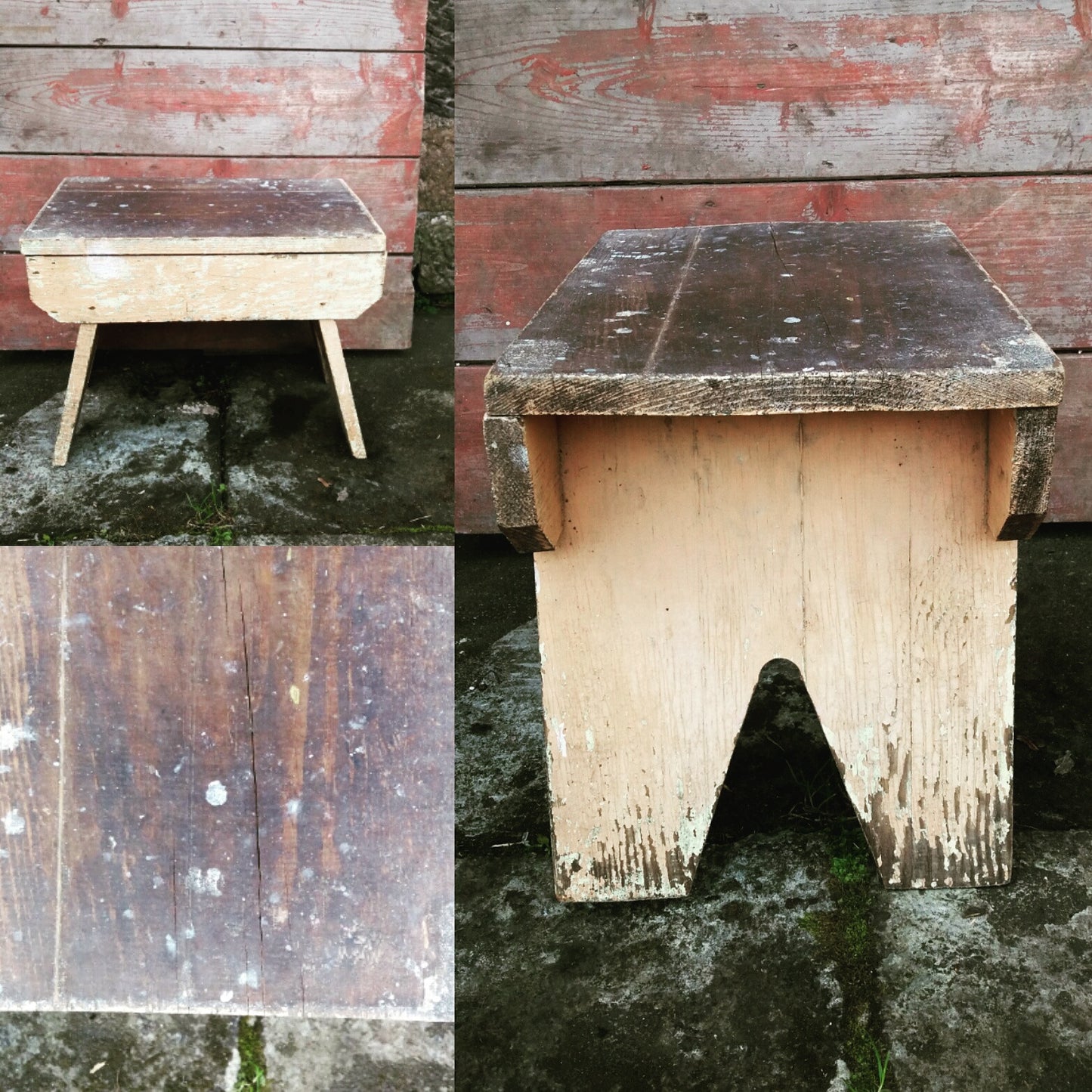Vintage step stool with original chippy paint