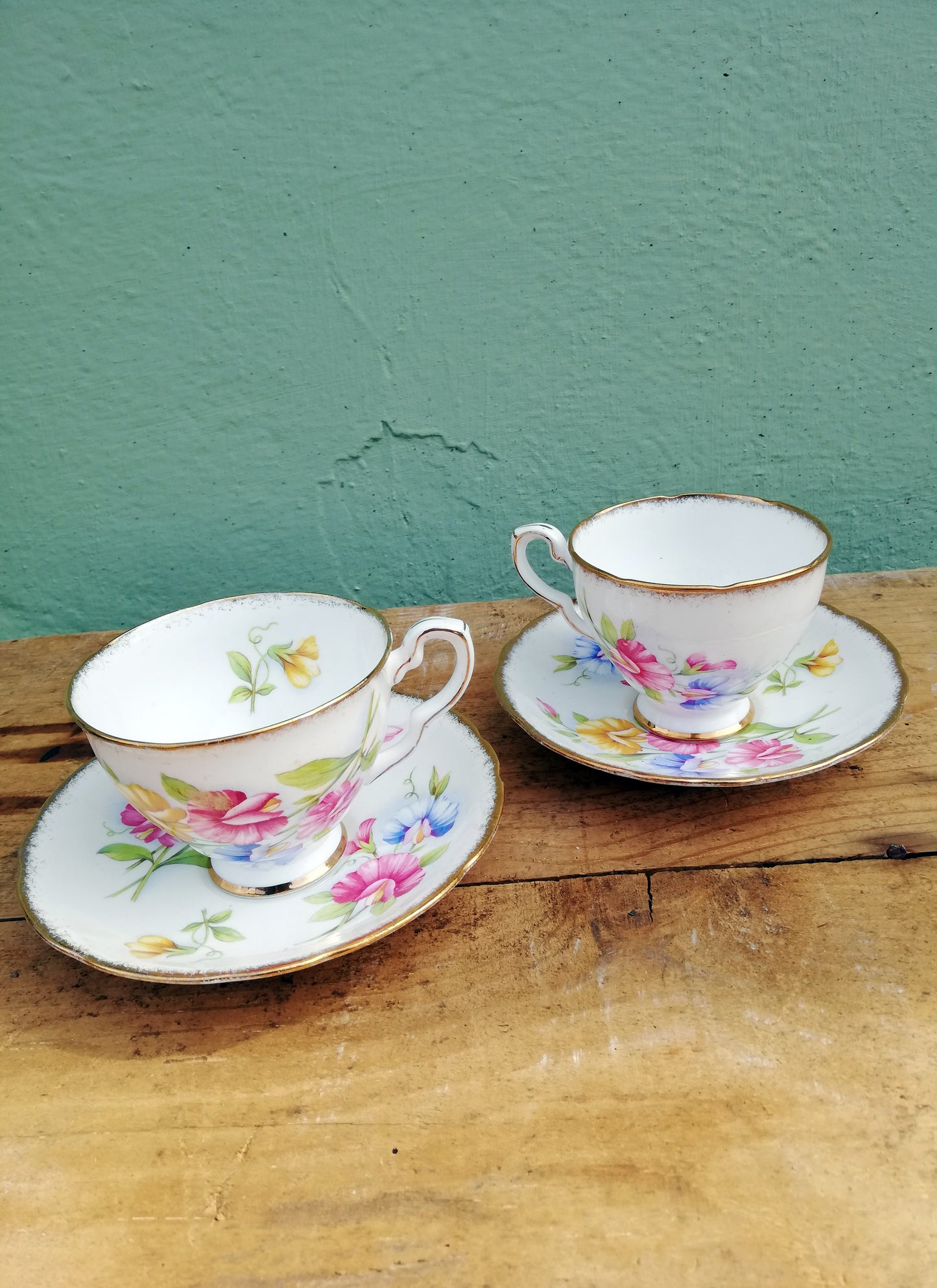 Vintage floral tea for two teacup set
