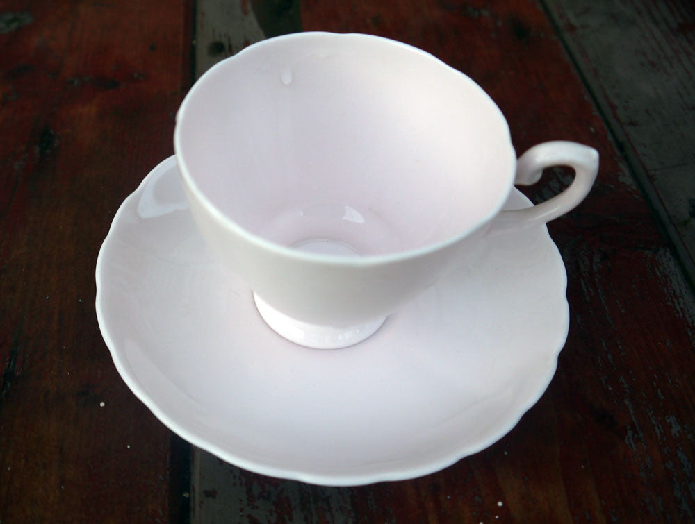 Vintage teacups and saucers in pastel pink set of 4