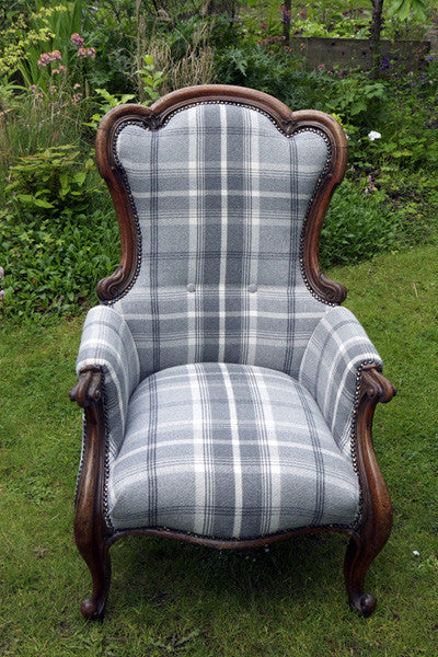 reupholstered arm chair by Emily Rose Vintage