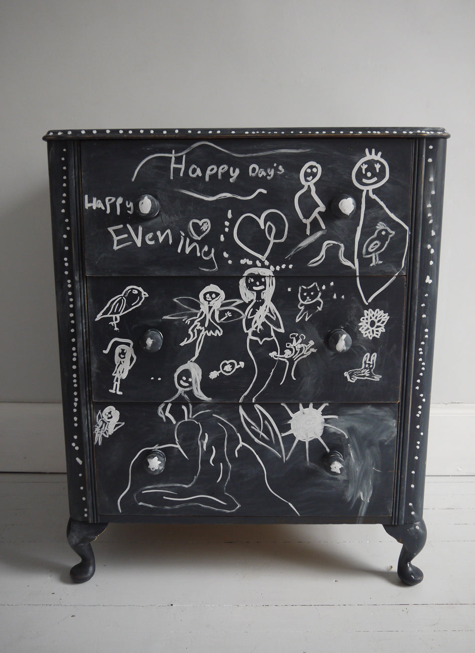 Vintage chalk board painted children's chest of drawers made to order
