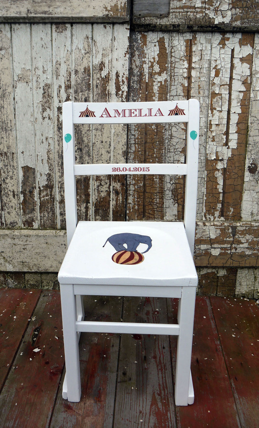 children's personalised vintage school chair circus theme 