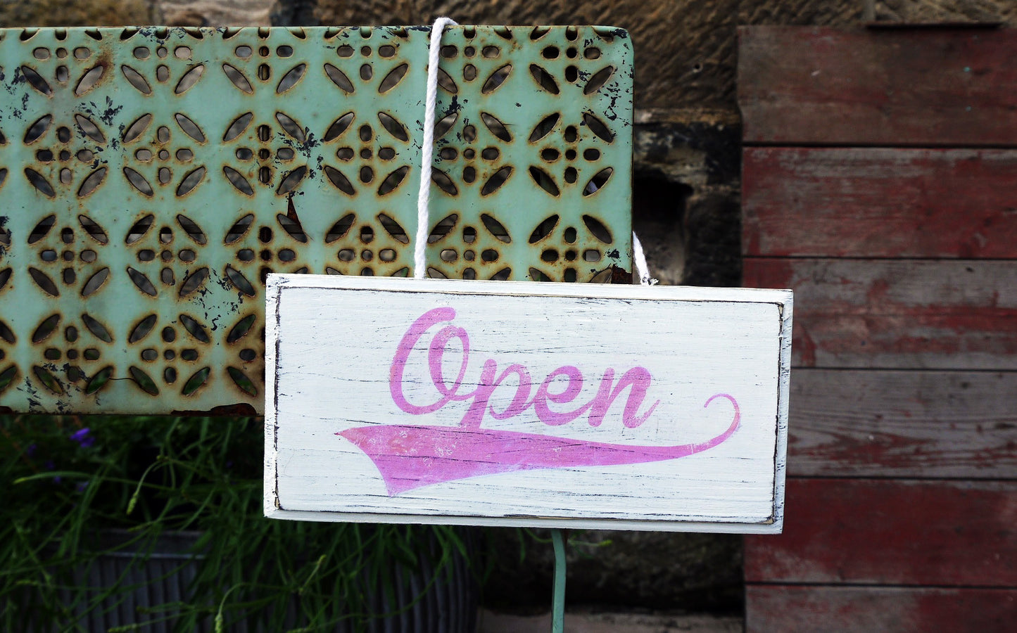 Vintage style hand made shop door sign open / closed / back in 5 custo ...