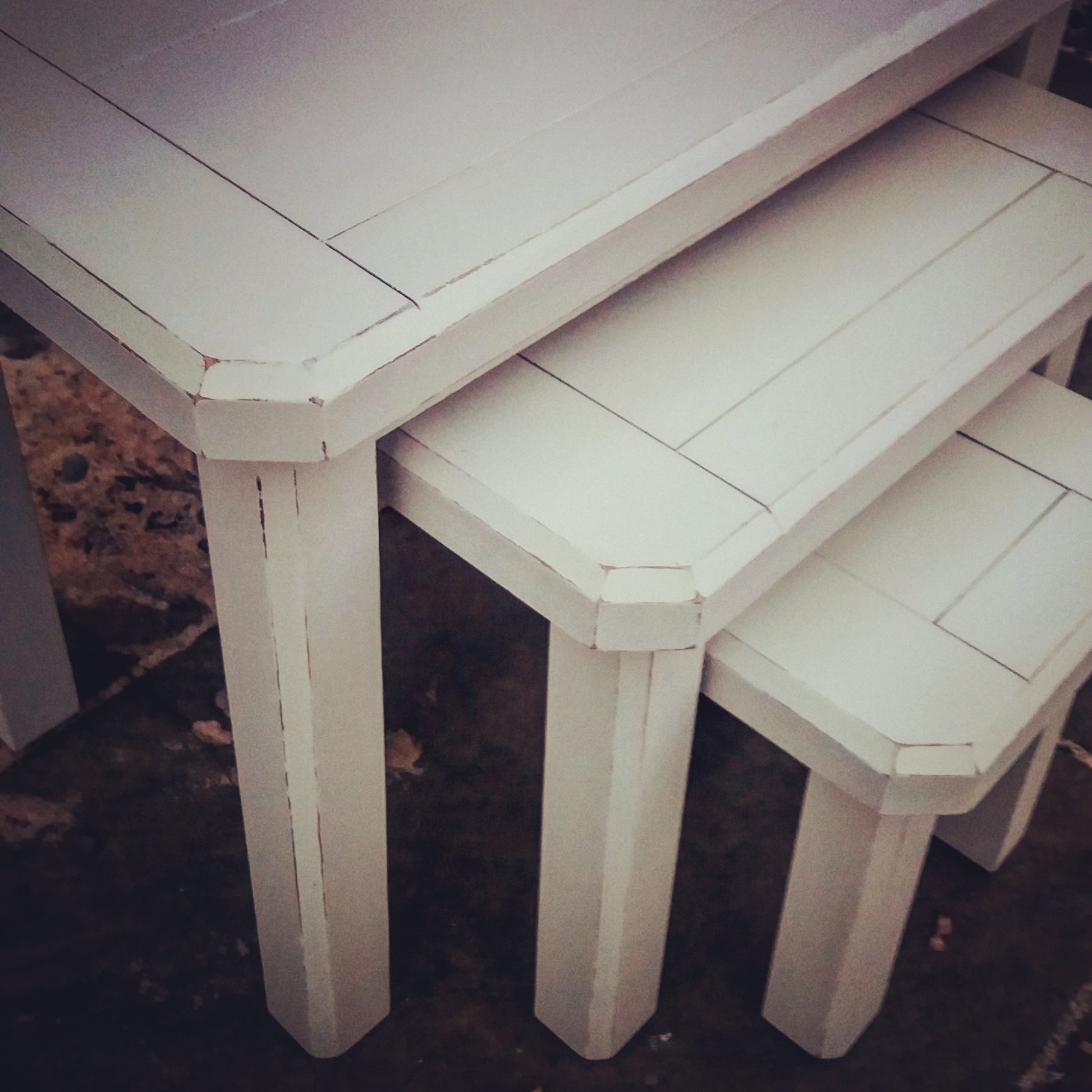  hand painted shabby chic side tables