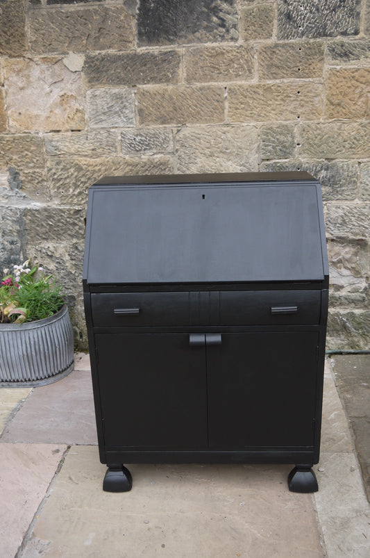 hand painted writing bureau in fusion mineral paint coal black