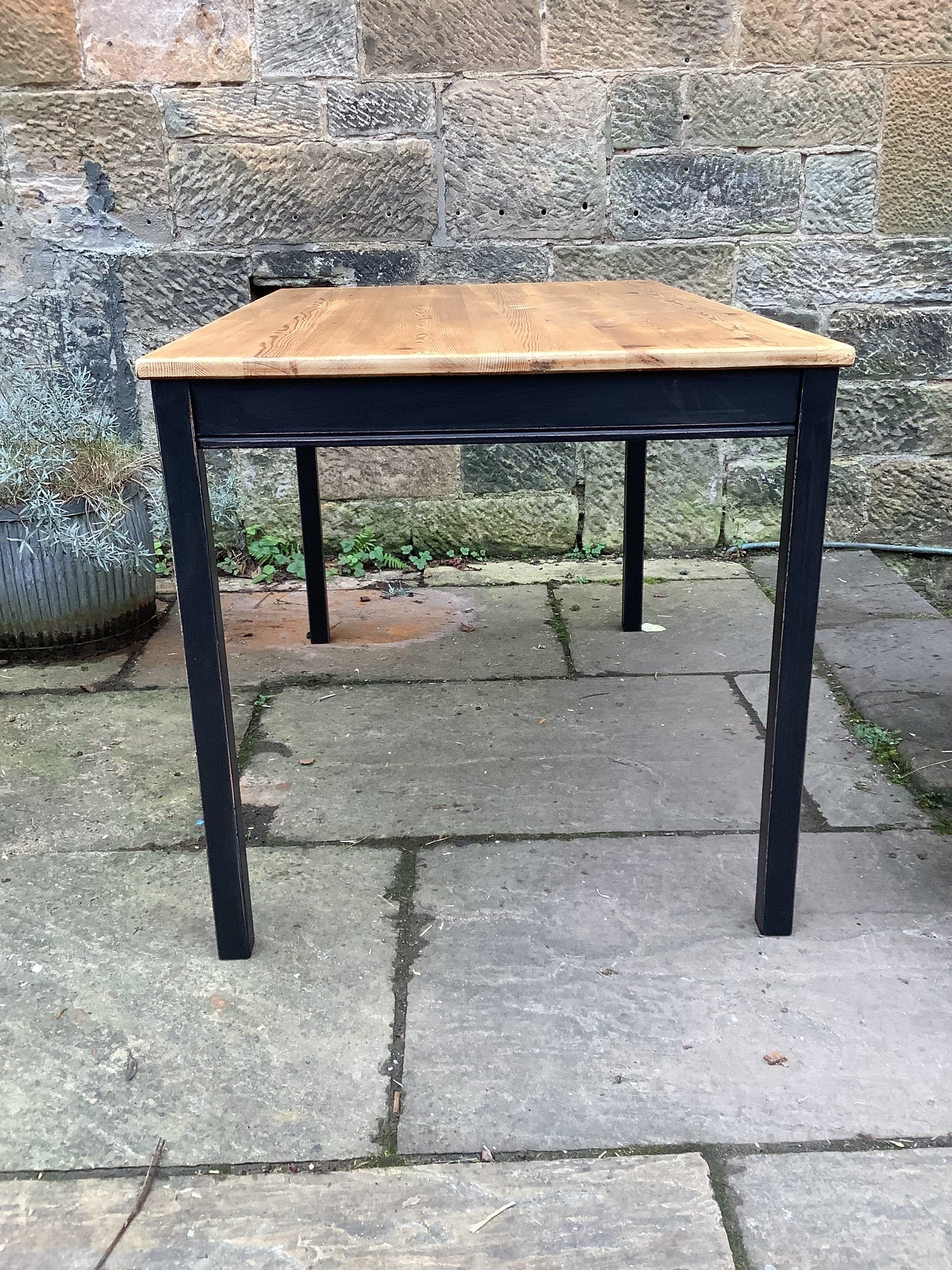 Commission for Corrie Vintage 4 seater pine Dining Table in distressed black with 4 dining chairs