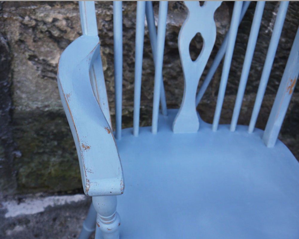 vintage wheelback carver dining chair in Miss Mustard Seed Milk Paint Bergere