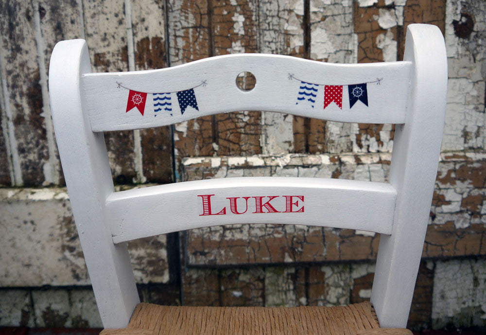 Custom Listing for Olivia a pair of personalised children's rush seat chairs