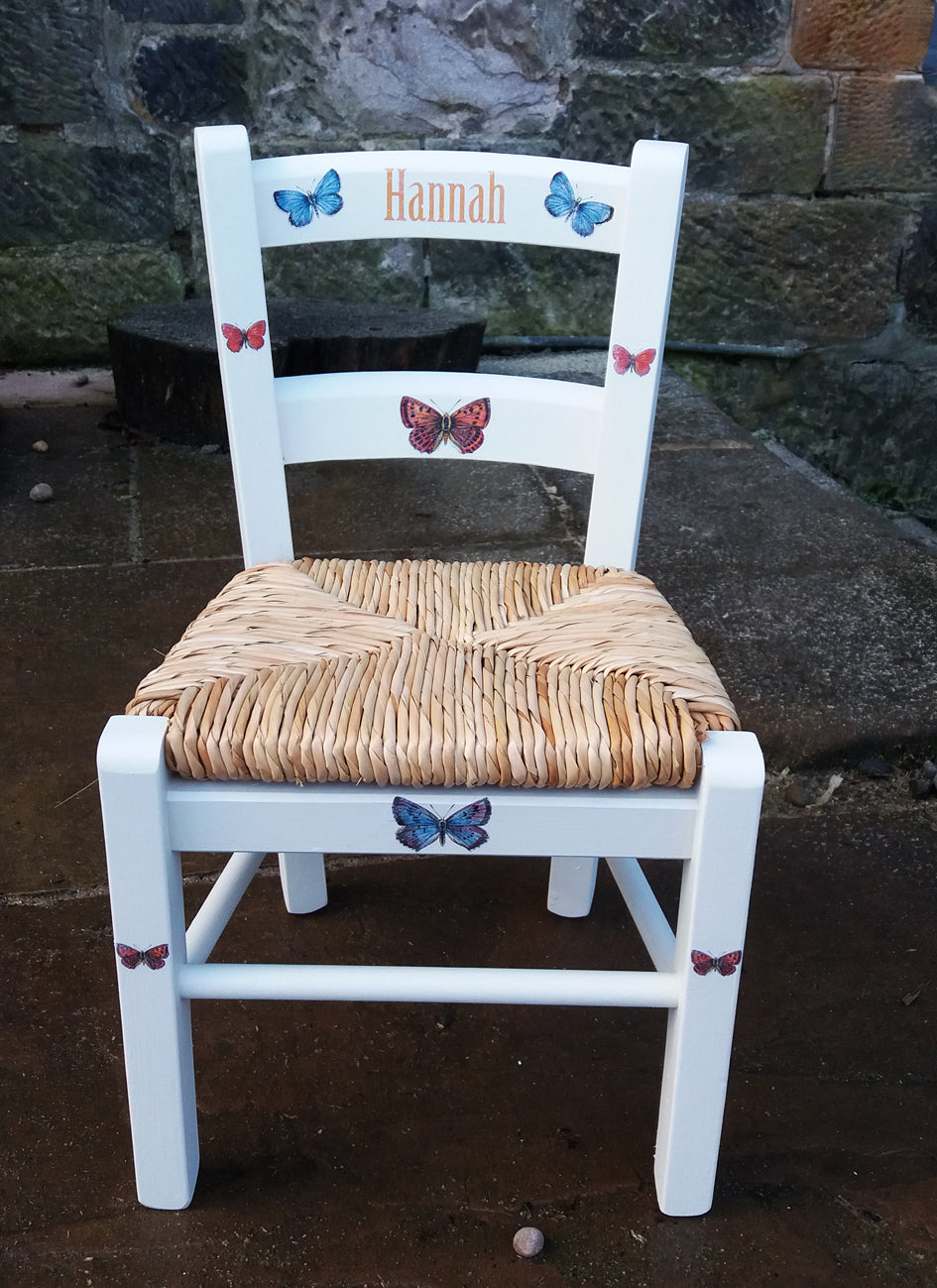 personalised children's chair with butterfly theme