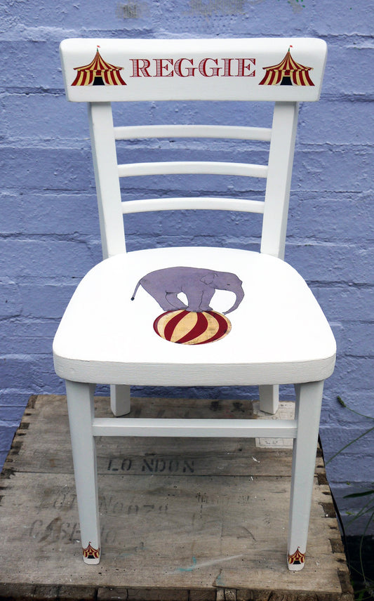 personalised children's name school chairs with circus theme