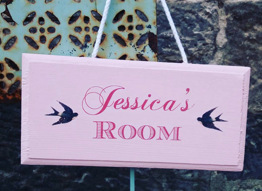 personalised children's door sign swallow theme