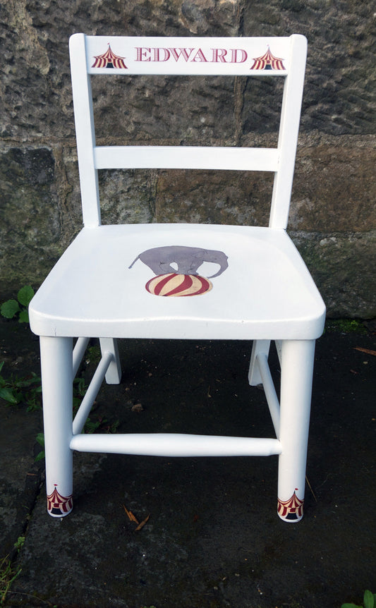 personalised children's school chair with circus theme