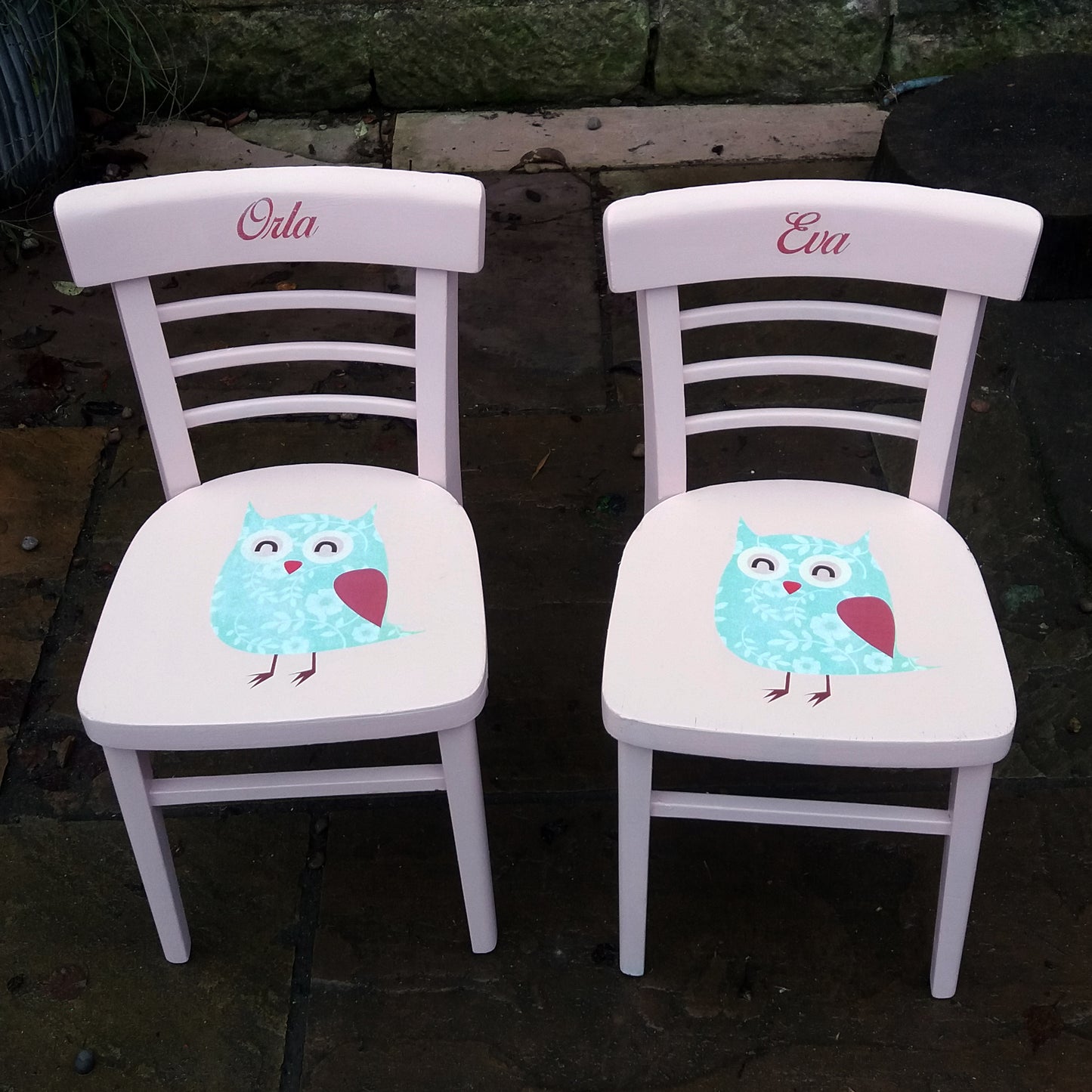 Custom Listing for Nicola 2 personalised children's vintage school chairs