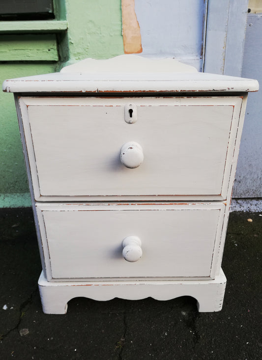 pine bedside table painted in MMS Grainsack