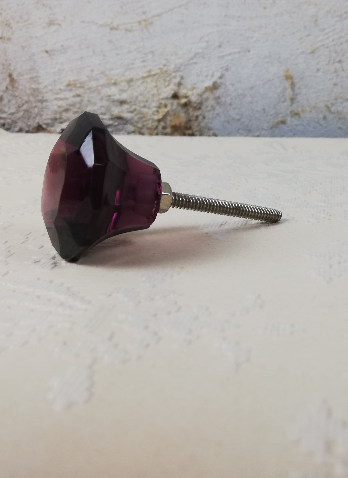 Cut Glass Vintage style drawer knob in smoked Purple