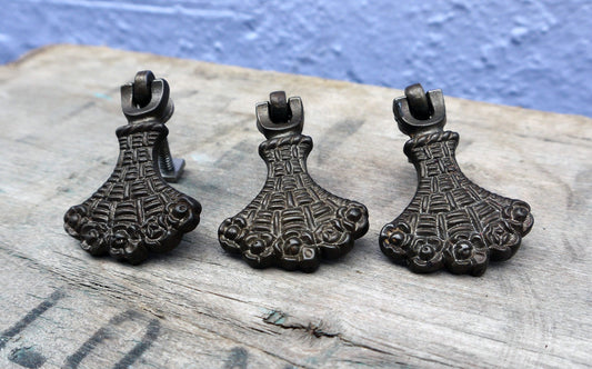 set of 3 vintage droplet cabinet handles